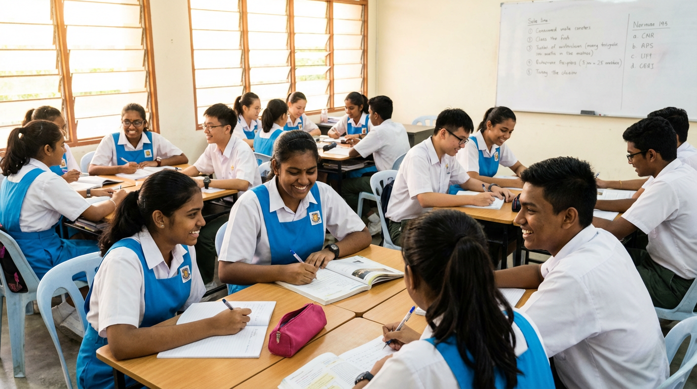 Malaysian students learning at tuition centre