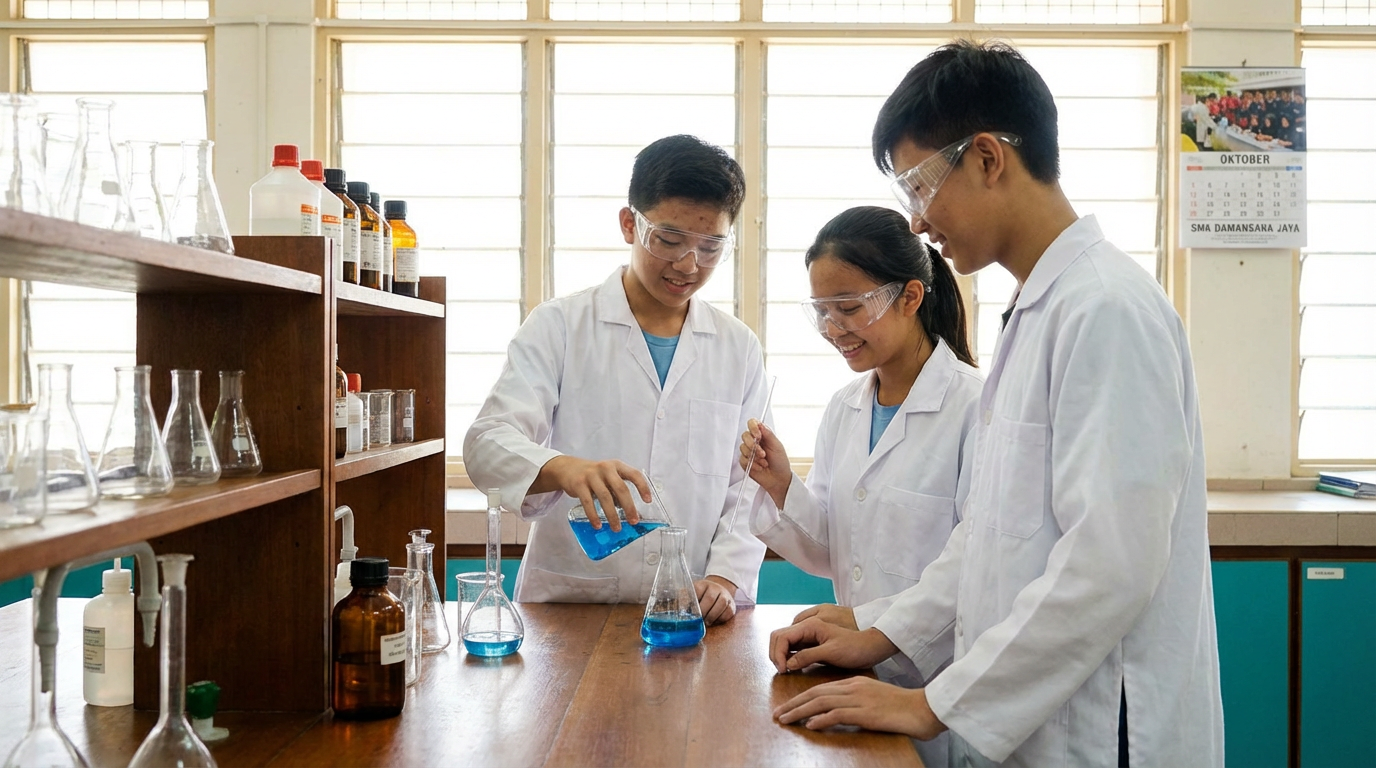 Malaysian students in science laboratory