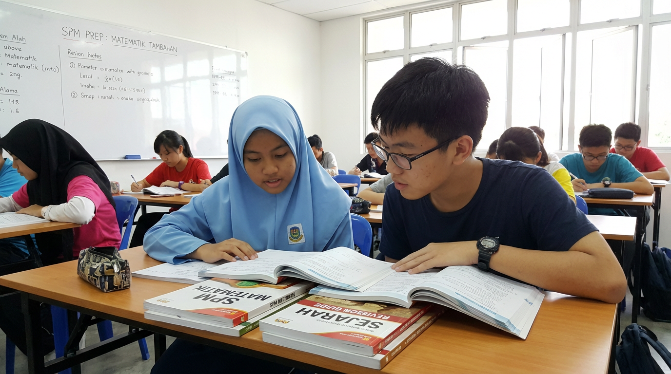 Malaysian students SPM exam preparation